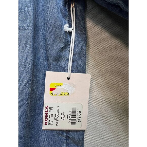 LC Lauren Conrad Women's Flowy Puff Sleeve Chambray Top Stretch Size XS Blue - Picture 3 of 13